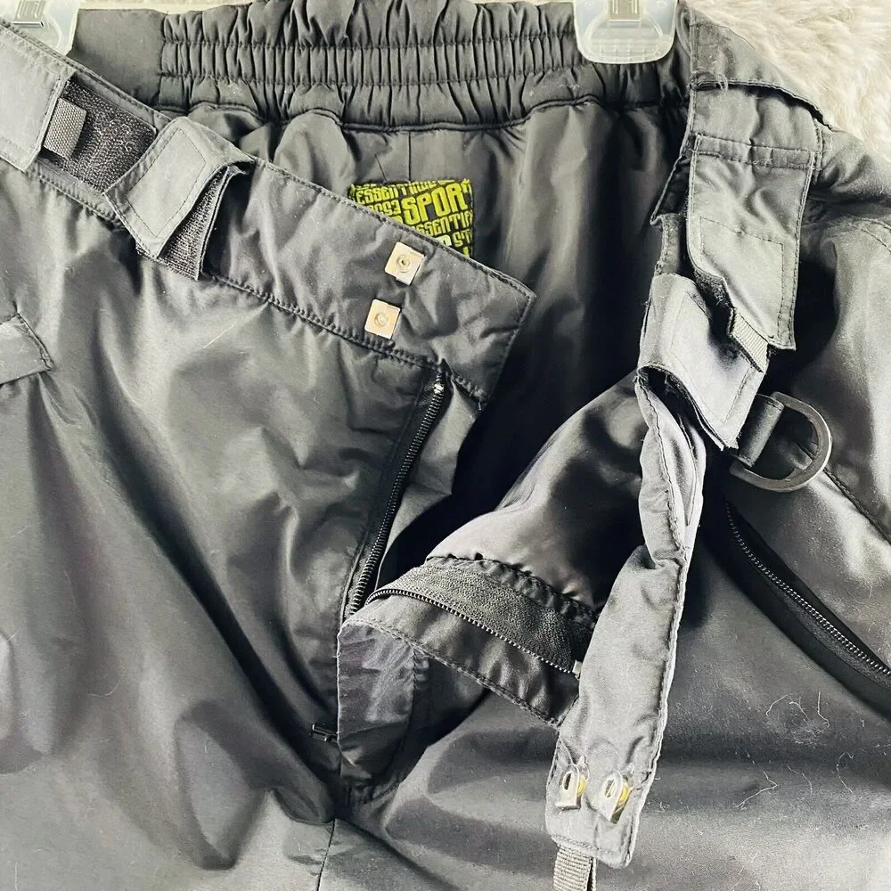 Sport Essentials Men's Large Black Insulated Nylon Snow Ski Cargo Pants Outdoor - Picture 4 of 14